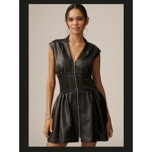 Anthropology Black Zip-Up Faux Leather Dress